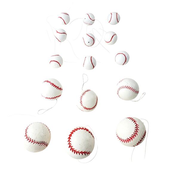 Baseball Miniature Christmas Ornaments White & Red 3 Sizes Lot of 15 Sorts Heavy - Picture 1 of 6